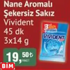 VİVİDENT 45 DK NANE AROMALI ŞEKERSİZ SAKIZ